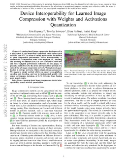 Device Interoperability for Learned Image Compression with Weights and
  Activations Quantization
