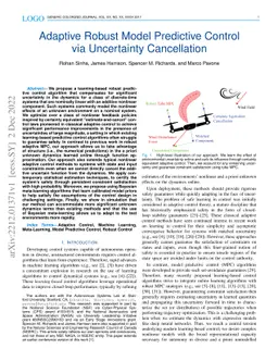Adaptive Robust Model Predictive Control via Uncertainty Cancellation