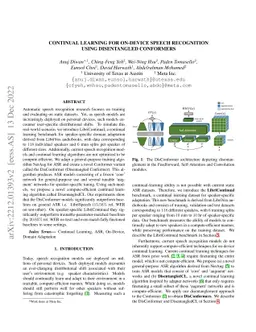 Continual Learning for On-Device Speech Recognition using Disentangled
  Conformers