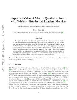 Expected Value of Matrix Quadratic Forms with Wishart distributed Random
  Matrices