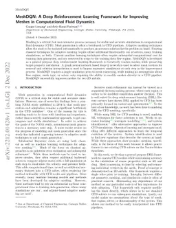 MeshDQN: A Deep Reinforcement Learning Framework for Improving Meshes in
  Computational Fluid Dynamics