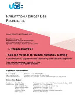 Tools and methods for Human-Autonomy Teaming: Contributions to cognitive
  state monitoring and system adaptation