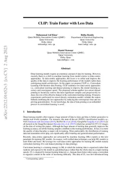 CLIP: Train Faster with Less Data