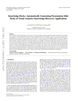 Knowledge-Decks: Automatically Generating Presentation Slide Decks of
  Visual Analytics Knowledge Discovery Applications