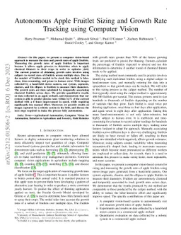 Autonomous Apple Fruitlet Sizing and Growth Rate Tracking using Computer
  Vision