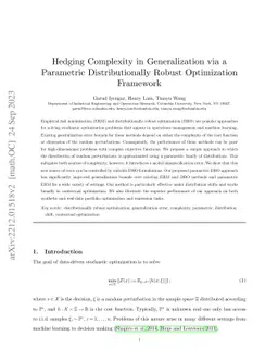 Hedging Complexity in Generalization via a Parametric Distributionally
  Robust Optimization Framework