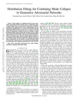Distribution Fitting for Combating Mode Collapse in Generative
  Adversarial Networks
