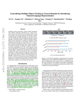 Generalizing Multiple Object Tracking to Unseen Domains by Introducing
  Natural Language Representation