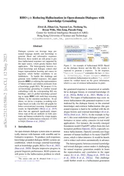 RHO ($ρ$): Reducing Hallucination in Open-domain Dialogues with
  Knowledge Grounding