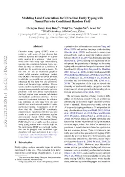 Modeling Label Correlations for Ultra-Fine Entity Typing with Neural
  Pairwise Conditional Random Field