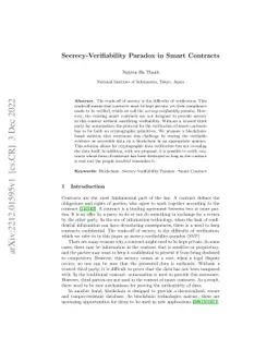 Secrecy-Verifiability Paradox in Smart Contracts