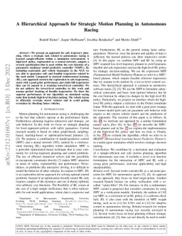 A Hierarchical Approach for Strategic Motion Planning in Autonomous
  Racing