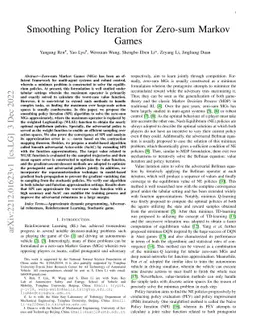 Smoothing Policy Iteration for Zero-sum Markov Games