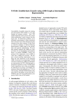 T-STAR: Truthful Style Transfer using AMR Graph as Intermediate
  Representation