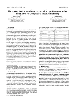 Harnessing label semantics to extract higher performance under noisy
  label for Company to Industry matching