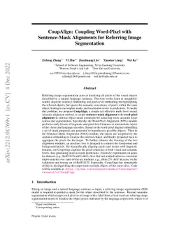 CoupAlign: Coupling Word-Pixel with Sentence-Mask Alignments for
  Referring Image Segmentation