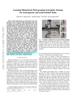 Learning Bifunctional Push-grasping Synergistic Strategy for
  Goal-agnostic and Goal-oriented Tasks