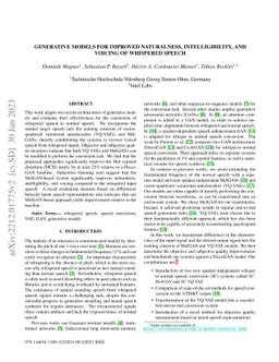 Generative Models for Improved Naturalness, Intelligibility, and Voicing
  of Whispered Speech