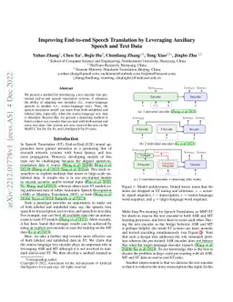 Improving End-to-end Speech Translation by Leveraging Auxiliary Speech
  and Text Data