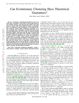 Can Evolutionary Clustering Have Theoretical Guarantees?