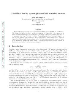 Classification by sparse generalized additive models