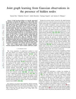 Joint graph learning from Gaussian observations in the presence of
  hidden nodes