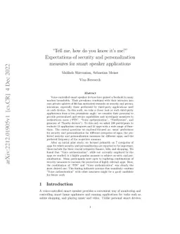 "Tell me, how do you know it's me?" Expectations of security and
  personalization measures for smart speaker applications