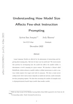 Understanding How Model Size Affects Few-shot Instruction Prompting