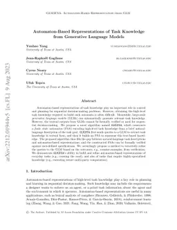 Automaton-Based Representations of Task Knowledge from Generative
  Language Models