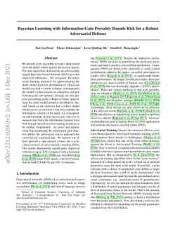 Bayesian Learning with Information Gain Provably Bounds Risk for a
  Robust Adversarial Defense