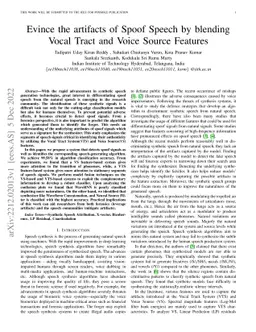 Evince the artifacts of Spoof Speech by blending Vocal Tract and Voice
  Source Features