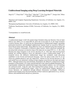 Unidirectional Imaging using Deep Learning-Designed Materials