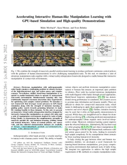 Accelerating Interactive Human-like Manipulation Learning with GPU-based
  Simulation and High-quality Demonstrations