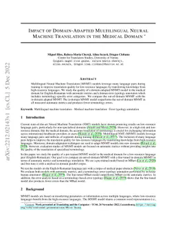 Impact of Domain-Adapted Multilingual Neural Machine Translation in the
  Medical Domain