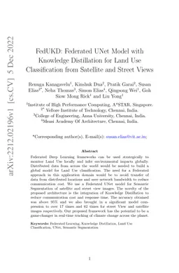 FedUKD: Federated UNet Model with Knowledge Distillation for Land Use
  Classification from Satellite and Street Views