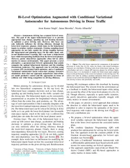 Bi-Level Optimization Augmented with Conditional Variational Autoencoder
  for Autonomous Driving in Dense Traffic