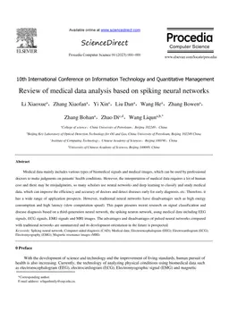 Review of medical data analysis based on spiking neural networks
