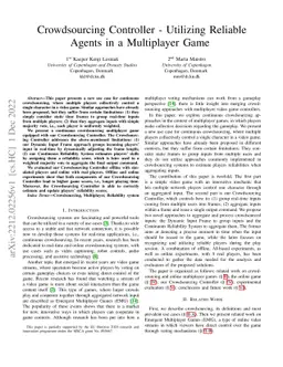 Crowdsourcing Controller -- Utilizing Reliable Agents in a Multiplayer
  Game