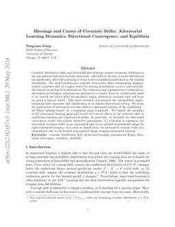 Blessings and Curses of Covariate Shifts: Adversarial Learning Dynamics,
  Directional Convergence, and Equilibria