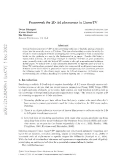 Framework for 2D Ad placements in LinearTV