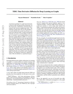 TIDE: Time Derivative Diffusion for Deep Learning on Graphs