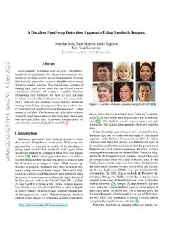 A Dataless FaceSwap Detection Approach Using Synthetic Images