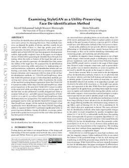 StyleGAN as a Utility-Preserving Face De-identification Method
