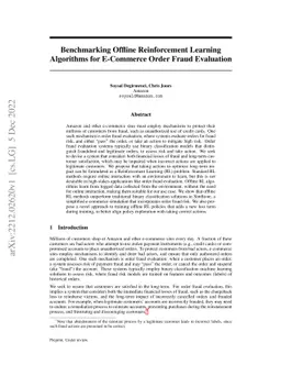 Benchmarking Offline Reinforcement Learning Algorithms for E-Commerce
  Order Fraud Evaluation
