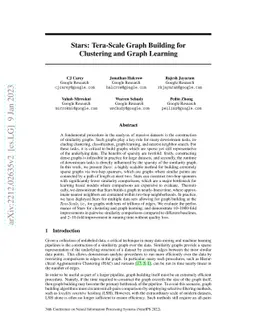 Stars: Tera-Scale Graph Building for Clustering and Graph Learning