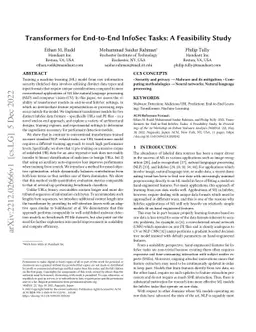 Transformers for End-to-End InfoSec Tasks: A Feasibility Study