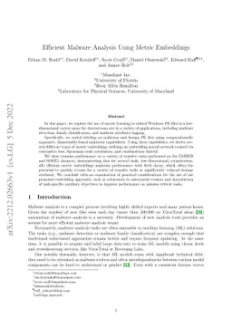 Efficient Malware Analysis Using Metric Embeddings