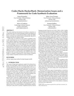 Codex Hacks HackerRank: Memorization Issues and a Framework for Code
  Synthesis Evaluation