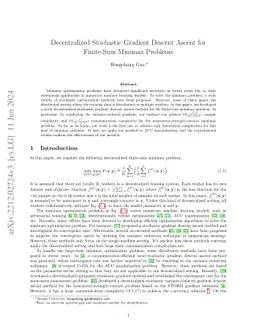 Decentralized Stochastic Gradient Descent Ascent for Finite-Sum Minimax
  Problems