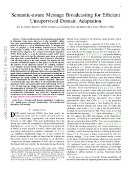 Semantic-aware Message Broadcasting for Efficient Unsupervised Domain
  Adaptation